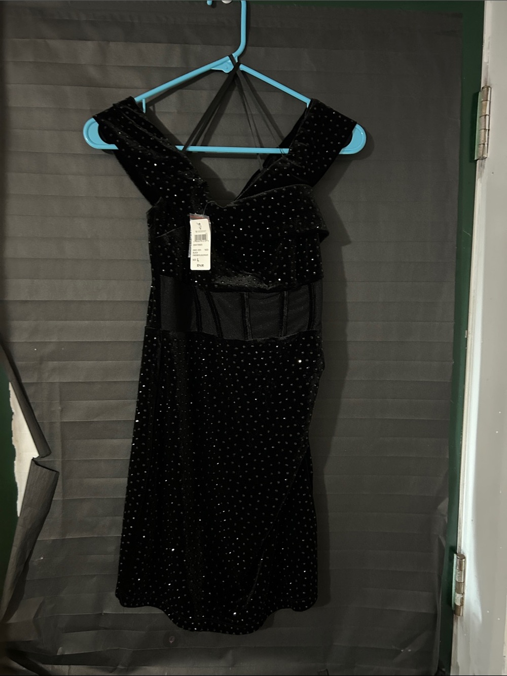 Windsor Black Velvet Midi Dress with Sparkle